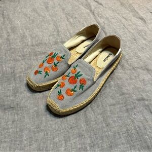 Soludos The Smoking Mule Espadrille Oranges Fruit Dolphin Blue Size 7